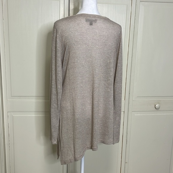 LANE BRYANT Women’s Beige Metallic Asymmetrical Hem Long Sleeve size 14/16 - Picture 5 of 6